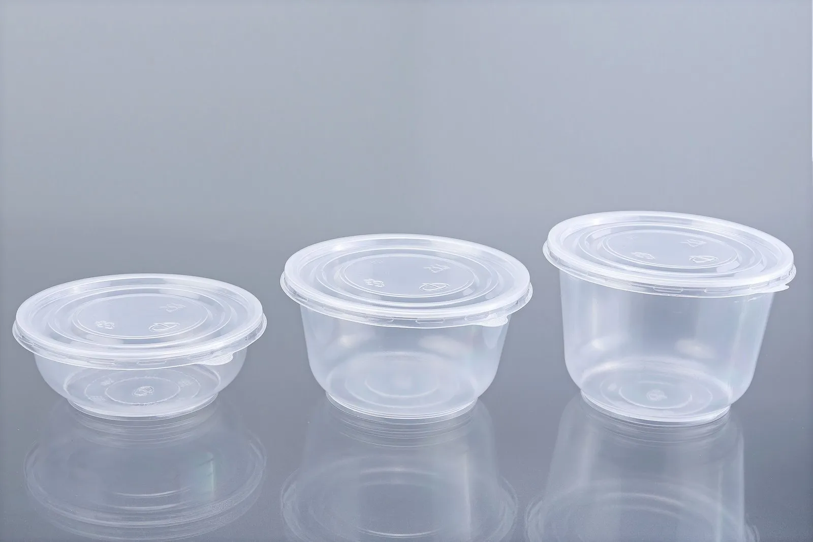 Clear Oracle PP containers in assorted sizes