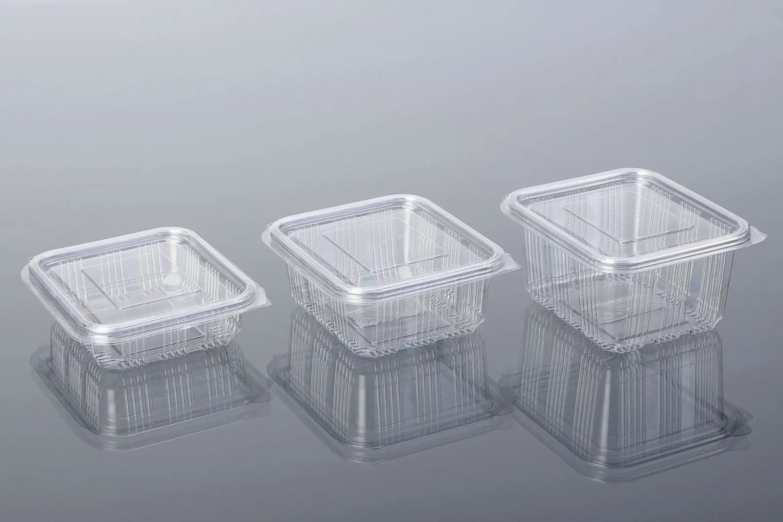 Clear Oracle PET hinged box with an attached lid