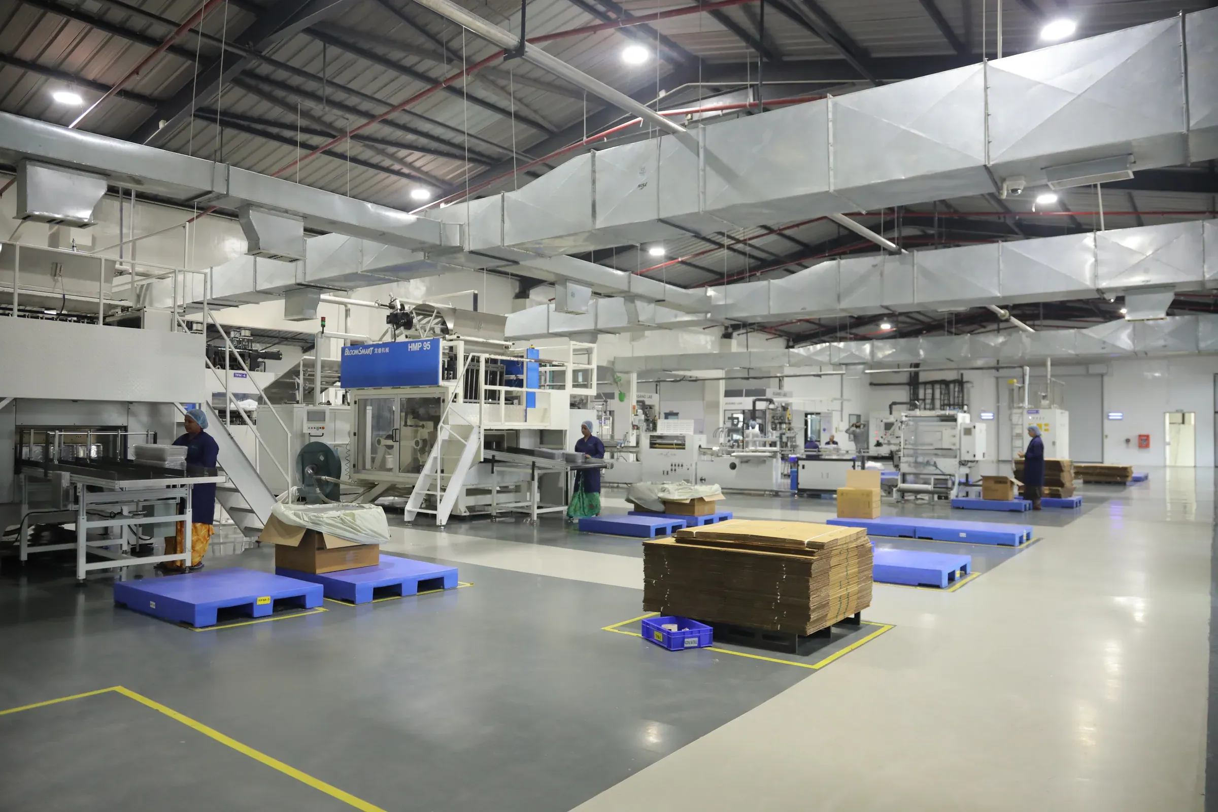 Wide view across the Oracle food packaging production floor